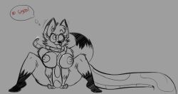 breasts coils davidthewolfx10 dialogue dog_pose fox_girl furry happy_trance janneth_(davidthewolfx10) kaa_eyes necklace nipples nude sitting sketch smile snake spread_legs tail tongue tongue_out