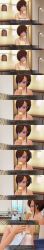 3d absurdres all_fours blue_eyes blush bottomless breasts brown_hair comic custom_maid_3d_2 dialogue drool empty_eyes expressionless female_only femdom femsub happy_trance hypnotic_accessory kamen_writer_mc mc_trap_town natsume_(mc_trap_town) nude open_mouth pet_play screenshot symbol_in_eyes tech_control text topless xlmpth
