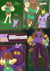 body_control escritor_hb lopunny mimikyu nintendo pokemon pokemon_diamond_pearl_and_platinum pokemon_sun_and_moon possession shymykyu_(escritor_hb) tail underboob