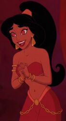   ai_art aladdin_(series) black_hair disney femsub happy_trance harem_outfit jafar magic maledom princess_jasmine red_eyes smile spiral_eyes symbol_in_eyes tagme unknownuser7766_(generator)