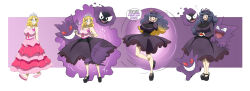  absurdres blonde_hair breast_expansion breasts comic confused crown dialogue dress femsub ghost happy_trance hex_maniac hexification high_heels jewelry kobi94 large_breasts long_hair nintendo open_mouth original pokemon pokemon_x_and_y princess princess_caelia_(kachopper9) purple_hair sequence smile spiral_eyes standing symbol_in_eyes text transformation very_long_hair 