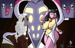  ass breasts chubby cow_girl drool expressionless femsub furry harvestman_here hypnotic_light large_breasts leotard malamar miltank nintendo one_eye_open pokemon pokemon_(creature) resisting sheep_girl sling_bikini tentacles twintails undressing wooloo 