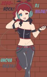 body_swap choker eyeshadow hilda leather lunar-worx makeup pokemon pokemon_(creature) punkification red_lipstick zoroark