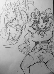 absurdres breast_expansion breasts corruption earrings erect_nipples femsub jewelry long_hair nintendo original pubic_hair punitofu pussy_juice shyguy sketch super_mario_bros. twintails