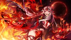 black_sclera corruption elf elf_ears eye_color_change femsub game_cg glowing_eyes hair_color_change long_hair looking_at_viewer official olivier_(the_eminence_in_shadow) red_eyes smile tears the_eminence_in_shadow white_hair