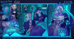 ass ass_expansion aura aware blue_sclera blush body_control breast_expansion breasts cat cat_ears cat_girl cat_tail claws corruption curious_cat dialogue english_text evil_smile eye_color_change fanterfane femsub from_behind furry glowing glowing_eyes hand_on_head large_breasts ponytail possession rwby smile standing story tail text transformation vore weiss_schnee white_eyes white_hair