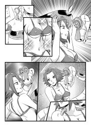 bikini breasts code_geass coils comic greyscale hypnotic_eyes kaa kaa_eyes kallen_stadtfeld large_breasts nilanandita resisting snake the_jungle_book