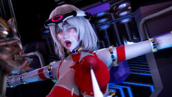  3d bodysuit breast_press breasts caroline_(dick_yang) dead_source dick_yang erect_nipples erect_nipples_under_clothes face_paint femsub giantess honey_select_2 huge_breasts hypnotic_accessory maledom monster open_mouth personification restrained tech_control tongue ultraman white_hair 