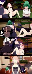 3d albedo_(overlord) cyanstargazer empty_eyes femsub fire_emblem happy_trance lapis_(fire_emblem) large_breasts maid nintendo nipples one_punch_man overlord tatsumaki_(one_punch_man) text