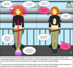before_and_after bimbofication breast_expansion dialogue empty_eyes femsub happy_trance kim_possible kim_possible_(series) large_breasts nabs001 orange_hair raygun text