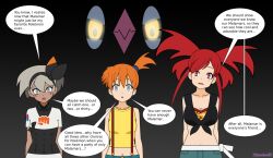  androgynous_dom bare_shoulders bea_(pokemon) breasts clothed dialogue english_text femsub flannery glowing_eyes grey_eyes grey_hair harem hypnolordx large_breasts long_hair looking_at_viewer malamar midriff misty multiple_girls multiple_subs nintendo orange_hair pokemon pokemon_(creature) pokemon_red_green_blue_and_yellow pokemon_ruby_sapphire_and_emerald pokemon_sword_and_shield pokemon_x_and_y red_eyes red_hair short_hair speech_bubble text yellow_sclera 