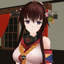  3d 3d_custom_girl animated animated_gif bare_shoulders breasts clothed coin dazed expressionless female_only femsub kantai_collection large_breasts long_hair open_mouth pendulum purple_eyes red_hair unaware uyunsyu_(manipper) yamato_(kantai_collection) 