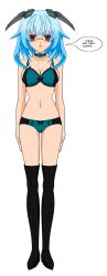 blue_hair boots breasts collar empty_eyes expressionless femsub infinite_stratos jimryu kanzashi_sarashiki large_breasts lingerie mewxxxx1_(manipper) short_hair standing standing_at_attention tech_control text underwear