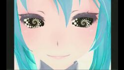  3d animated animated_eyes_only animated_gif blue_hair female_only femdom femsub happy_trance helenahunter looking_at_viewer miku_hatsune miku_hypno smile solo spiral_eyes symbol_in_eyes vocaloid 