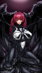  absurdres breasts cleavage cum erect_nipples female_only femsub heterochromia hololive large_breasts long_hair marine_houshou pussy red_eyes red_hair rikatsuky symbiote tentacles twintails venom_(marvel) virtual_youtuber yellow_eyes 