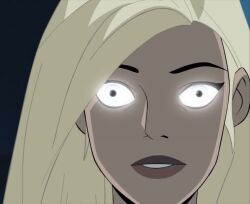 animated blonde_hair dc_comics expressionless femsub glowing glowing_eyes justice_league_crisis_on_infinite_earths long_hair looking_at_viewer official sound super_hero supergirl video 