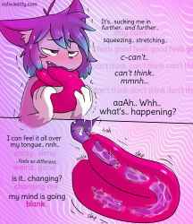  androgynous blush cat_boy drool furry heart_eyes kaitty_(kaittycat) kaittycat long_tongue male_only malesub monster open_mouth oral original symbol_in_eyes tentacles text x-ray 