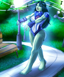  bare_legs barefoot closed_eyes drool fantastic_four:_world's_greatest_heroes_(tv_series) female_only femsub green_hair green_skin hypnotic_audio hypnotic_music inkukuni jennifer_walters leotard long_hair marvel_comics muscle_girl music night open_mouth outdoors she-hulk sleeping sleepwalking snoring super_hero thick_thighs thighs zombie_walk 