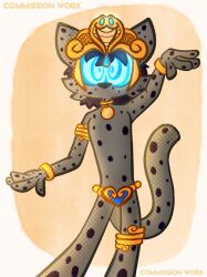 arm_bands bikini bikini_armor blue_eyes bracelet cat_boy cat_ears cat_tail collar dancing egyptian expressionless furry giraffe200 glowing_eyes hypnotic_accessory kaa_eyes looking_at_viewer male_only malesub ring_eyes shantae_(series)