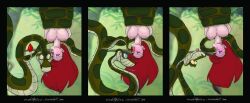  ariel before_and_after blush breasts coils comic disney femsub food hanging_down hypnotic_eyes kaa kaa_eyes large_breasts long_hair nipples open_mouth princess red_hair sexkittyxxx snake the_jungle_book the_little_mermaid topless western 