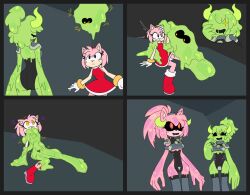  amy_rose assimilation black_eyes female_only femsub horns multicolored_eyes pink_hair possession rakuma-imp slime smile sonic_the_hedgehog_(series) spiral torn_clothes transformation yellow_eyes 