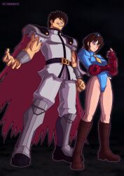  absurdres alternate_costume aura bad_end bandana bare_legs beret brown_hair capcom cape clothed corruption cosplay costume empty_eyes evil_smile eye_color_change femsub glowing_eyes m._bison maledom malesub possession ryu_(street_fighter) sakura_kasugano shadaloo_dolls short_hair smile standing street_fighter victoriamikoto 