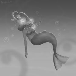 bra brushie_art earrings empty_eyes femsub greyscale hypnotic_tentacle limp manaphy mermaid misty necklace nintendo pokemon pokemon_(anime) sketch underwater 