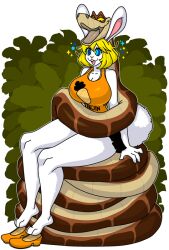 blonde_hair breasts bunny_girl carrot_(one_piece) coils disney femsub furry hypnofood kaa kaa_eyes large_breasts one_piece snake the_jungle_book