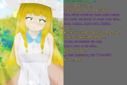 blonde_hair femsub green_eyes lillie_(pokemon) nasicampur32 nintendo pokemon pokemon_sun_and_moon text