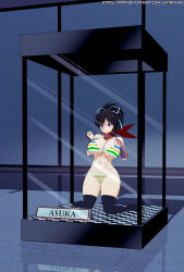 3d asuka_(senran_kagura) display dollification empty_eyes femsub happy_trance large_breasts latinkaixa posed senran_kagura swimsuit