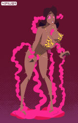 4five1 dark_skin dazed female_only femsub huge_breasts leopard_print micro_bikini solo tagme