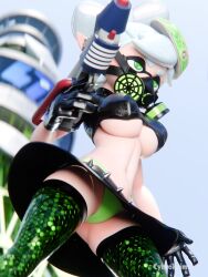  cameltoe cybrokrimson enemy_conversion gas_mask hypnotic_gas large_breasts marie_(splatoon) nintendo panties skirt splatoon underboob upskirt 
