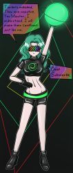 alternate_costume breasts dialogue femsub hy2300 hypnoshades hypnotized_hypnotist magic magical_girl midriff navel nintendo sailor_moon_(series) sailor_neptune shorts speech_bubble splatoon tech_control text visor