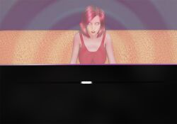 3d drool female_only femsub hypnotic_screen original red_hair solo spiral spiral_eyes symbol_in_eyes tech_control theheckle