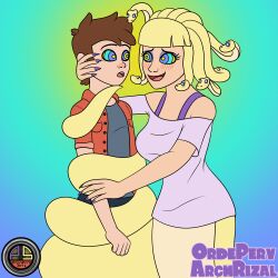 bangs blonde_hair blue_hair blush coils dipper_pines disney eyelashes femdom gravity_falls heart_eyes jacket kaa_eyes malesub naga_girl nail_polish open_mouth ordeper_arts pacifica_northwest ring_eyes snake_hair