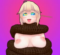  3d 9191h animated animated_eyes_only animated_gif blonde_hair blush breasts coils dazed dialogue female_only femsub happy_trance kaa_eyes large_breasts open_mouth original smile solo spiral_eyes symbol_in_eyes text tongue tongue_out topless 