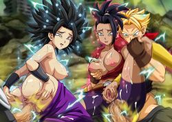  absurdres anal anus ass aware bare_breasts black_hair body_control breasts caulifla clothed_exposure clothed_sex cum cum_in_ass cum_on_ass cum_on_body cum_on_breasts cum_on_clothes dazed dragon_ball dragon_ball_heroes dragon_ball_super drool empty_eyes erection femsub grey_eyes groping group_sex holding_breasts kale kamin_(dragon_ball_heroes) maledom mind_break multiple_boys multiple_doms multiple_girls multiple_penises multiple_subs nipples open_clothes open_mouth oren_(dragon_ball_heroes) penis possession pussy pussy_juice sano-br sex sisters spread_anus spread_pussy topless trunks_briefs unfocused_eyes unhappy_trance vegeta 