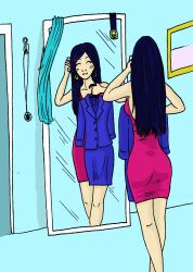 blue_hair blush comic faustus female_only original