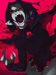 aetherion blood claws corruption dc_comics demon_girl earrings fangs female_only femsub grey_skin leotard open_mouth purple_hair raven red_eyes short_hair super_hero teen_titans thick_thighs thighs transformation vampire