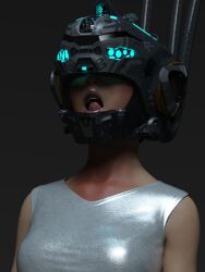  3d bare_shoulders collarbone expressionless female_only femsub imogen_rogers-pierre open_mouth original pink_lipstick sitting solo tech_control tongue tongue_out ykk123 