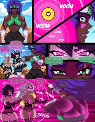  black_hair dark_skin dialogue eadwine femdom femsub happy_trance heart_eyes hypnotic_eyes long_hair muscle_girl original purple_hair saimi_(eadwine) text tsuyoi_(eadwine) za-ko_(eadwine) 