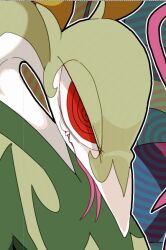  animals_only looking_at_viewer nintendo open_mouth pokemon red_eyes ring_eyes serperior smile snake symbol_in_eyes winte 