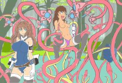 autodream breasts femsub hypnotic_tentacle large_breasts spiral_eyes symbol_in_eyes tentacles topless undressing