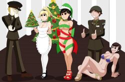  absurdres bikini blonde_hair bottomless breasts brown_hair christmas cleavage clothed_exposure d.va empty_eyes femsub happy_trance harry_(the_us_doctor) hat high_heels large_breasts long_hair maid maledom mercy military_hat military_uniform open_mouth original overwatch santa_hat short_hair sitting smile standing standing_at_attention the_us_doctor topless tracer 