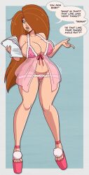  bimbofication dialogue female_only femsub green_eyes kim_possible kim_possible_(series) lingerie long_hair orange_hair tagme text wrenzephyr2 