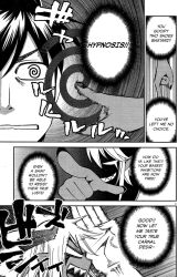 comic femdom greyscale humor kimihito_kurusu lilith_(monster_musume) malesub monster_girl monster_musume open_mouth right_to_left short_hair spiral_eyes symbol_in_eyes text