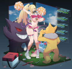 aipom bestiality blonde_hair breasts cheerleader coin condom condom_accessories cum femsub gengar green_eyes huge_breasts hypno lusamine maledom marill microskirt midriff milf monkey nipples open_mouth pendulum penis pokemon pokemon_sun_and_moon ponytail pussy sex_toy skirt smile sweat thick_thighs thong tianzhong_zhongtian unaware used_condom very_long_hair