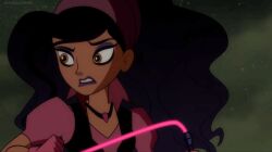  animated animated_gif black_hair breasts eye_roll female_only femsub kitty_(mysticons) long_hair mysticons open_mouth pirate screencast whitewash_eyes 
