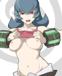  artist_request breasts female_only femsub nintendo open_mouth pokemon pokemon_heartgold_and_soulsilver sabrina solo spiral_eyes symbol_in_eyes topless undressing 