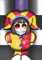  brown_hair clothed drool evil_pomni female_only femsub omegaincnew tagme the_amazing_digital_circus 